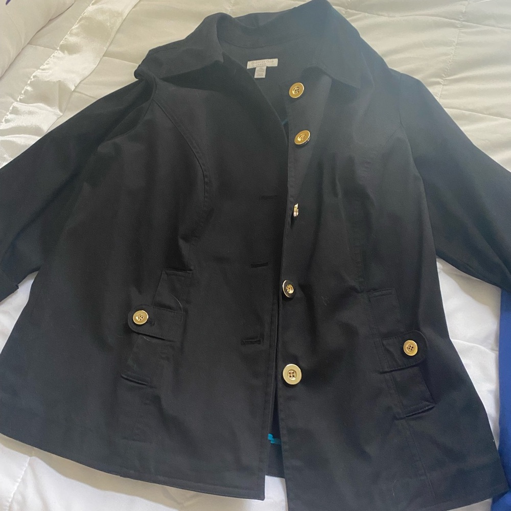 Charter Club Black Jacket with Gold Accents - Picture 3 of 11